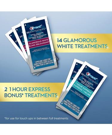 Crest 3D White Whitestrips (14) Glamorous White Treatments + (2) Bonus* 1 Hour Express Treatments Teeth Whitening Kit 8 Levels Whiter - Buy Online on GoSupps.com