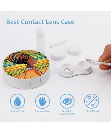 Portrait of Beautiful African Woman Round Case For Contact Lens Kit Storage Box with Mirror Printed - Buy Online on GoSupps.com