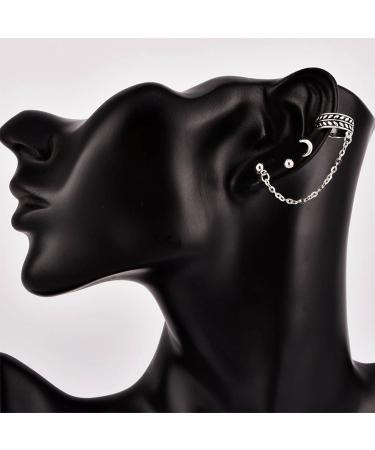 Buy Bohemia Moon Cuff Chain Earrings | Silver Chain Climber & Dangle Earrings Set for Women & Girls - Stylish Tassel & Cartilage Designs - Buy Online on GoSupps.com