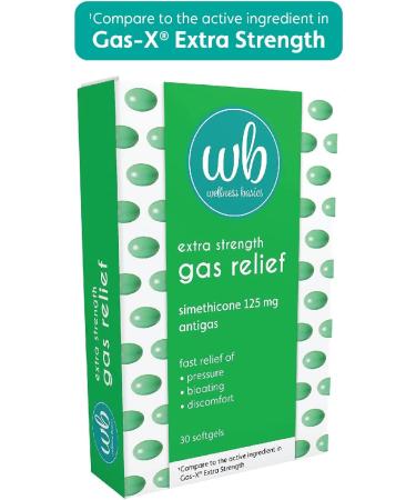 Wellness Basics Extra Strength Gas Relief Softgels - 30 Count Pack - 125mg Green Formula - Buy Online on GoSupps.com