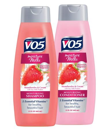 Alberto V05 Moisture Milks Strawberries & Cream Moisturizing Shampoo & Conditioner Set (12.5 fl.oz) by High Ridge Brands Co