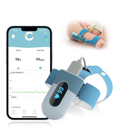 Baby Sleep Monitor, Track Heart Rate and Movement, Wearable Foot Monitor with Bluetooth and Free APP, for Baby Safety, Fits Babies 0-36 Months