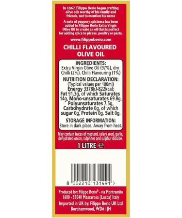 Filippo Berio Chilli Flavoured Extra Virgin Oil 1L - Buy Online on GoSupps.com