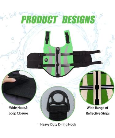 Emust Dog Swimming Vest for Large Dogs - Ripstop XXL Green Pool & Swim Safety Vest with Double Rescue Handles - Buy Online on GoSupps.com