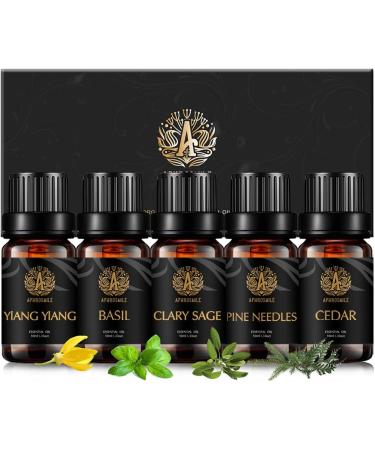 Aromatherapy Cedar Essential Oil Set for Diffuser 100% Pure Ylang Ylang Essential Oil Kit for Humidifier 5x10ml Therapeutic Grade Basil Oil Set-Clary Sage Ylang Ylang Basil Pine Needles Cedar Oils - Buy Online on GoSupps.com