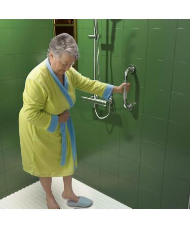 2 Pack 12 Inch Chrome Anti-Slip Shower Grab Bar Set - Stainless Steel Bathroom Support Bars for Elderly, Senior, Handicap - Knurled Design for Safety and Stability - Buy Online on GoSupps.com