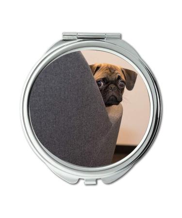 YENDOSTEEN Mirror Travel Mirror Dog Pug Face Pet Black Young Dog Funny Pocket Mirror portable mirror