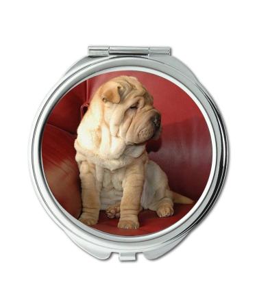 Mirror makeup mirror Mounting Dog Puppy Sharpei Couch pocket mirror portable mirror