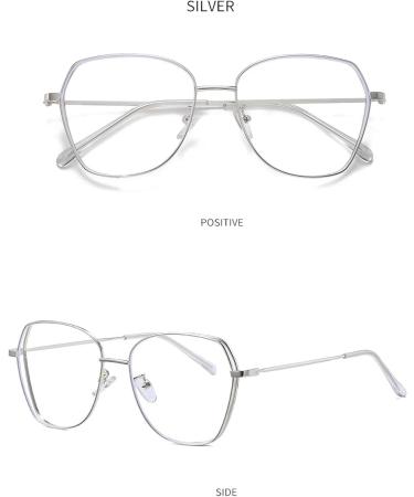 KDOQ Oversized Polygon Anti Blue Light Glasses for Women & Men - Ultra Light Alloy Frame in Silver | International Shipping - Buy Online on GoSupps.com