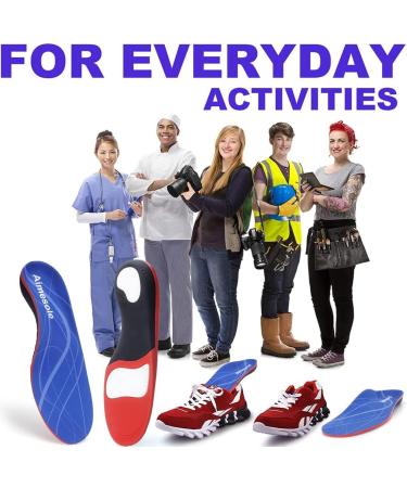 Heavy Duty Insoles for Plantar Fasciitis | Arch Support Gel Inserts for Men & Women | Pain Relief for High Arches & Flat Feet | Durable Shoe Insoles (M) Blue - Buy Online on GoSupps.com