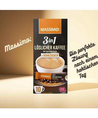 MASSIMO Instant Coffee 3 in 1 with Coffee Beans White Coffee and Cane Sugar - 160 Instant Coffee Sticks of 17 g - Quick Preparation - Pack of 16 - Buy Online on GoSupps.com