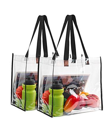 2-Pack Stadium Approved Clear Tote Bag, Stadium Security Travel & Gym Clear Bag, Perfect for Work, School, Sports Games and Concerts,12"X 12"X 6"