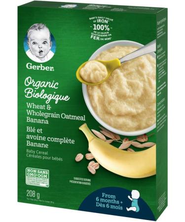 GERBER Organic Cereal Wheat & Wholegrain Oatmeal with Banana Baby Food Cereals 6+ Months 208 g 6 Pack - Packaging May Vary - Buy Online on GoSupps.com