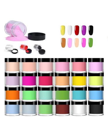 Acrylic Powder, Colored Acrylic Nail Powder Sets Art Tips UV Gel Nail Acrylic Powder Decoration DIY 3D Manicure, 24 Colors Acrylic Powder Nails