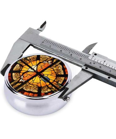 Orange Butterfly Mini Round Pill Box | 3 Compartment Portable Pill Organizer for Travel Home & Office - Buy Online on GoSupps.com