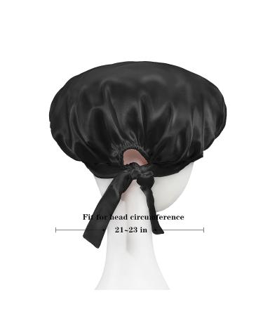 Silmer 100% Mulberry Silk Bonnet | 22 Momme Silk Hair Wrap for Sleeping | Black Silk Sleep Cap for Women | Non-Slip & Adjustable Ribbons | Curly Hair Care - Buy Online on GoSupps.com