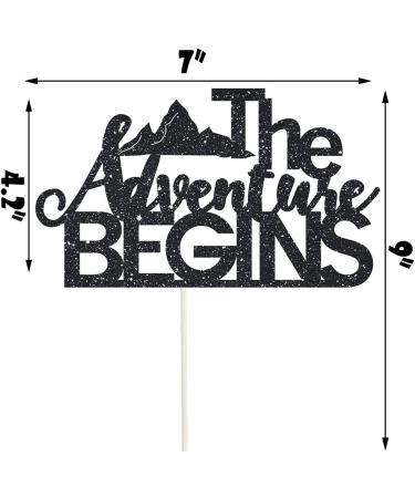 The Adventure Begins Cake Topper Black Glittery Going Away Party Cake Decor Couple Adventures/Adventure Awaits/Bon Voyage/Journey Honeymoon Themed Wedding Engagement Party Cake Supplies Decorations - Buy Online on GoSupps.com