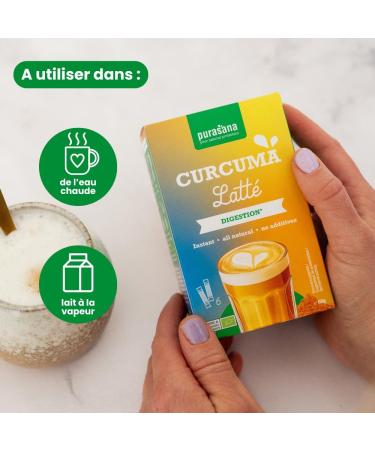 Purasana Instant Curcuma Latte 6 sticks Lait dor bio au curcuma poudre gingembre & cannelle sans gluten - Buy Online on GoSupps.com