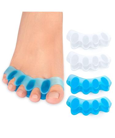 Sumiwish Toe Separators 8 Pcs - Plantar Fasciitis Relief, Bunions, Hammer Toes - Soft Gel Toe Spacers (Blue/Clear) - 4 Pairs - Buy Online on GoSupps.com