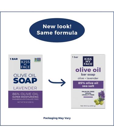 Kiss My Face Olive Oil Bar Soap - Non-GMO Certified Vegan Soap Bar - Antioxidant Rich and Moisturizing - Olive & Lavender - 8 Oz Bar - Pack of 8 - Buy Online on GoSupps.com