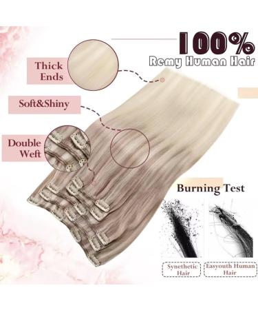 Easyouth Ombre Human Hair Clip in Extensions Blonde Remy | 22 Inch 5Pcs 70g Real Hair Balayage Clips | #18/22/60 Nordic Blonde - Buy Online on GoSupps.com