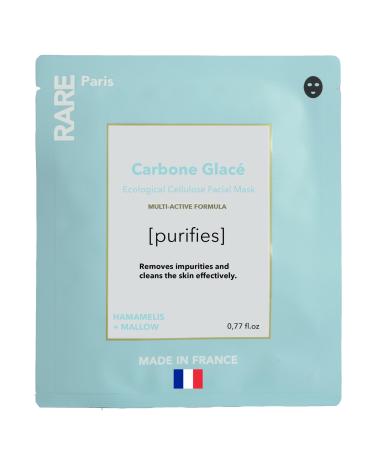 Carbone Glac Purifying Facial Mask - Purifying Carbon Black Sheet Mask with Hamamelis & Mallow - Purifying Firming Revitalizing - Made in France - 1 sheet
