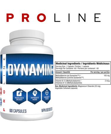 Pro Line Dynamine Methylliberine | Increases Energy Improves Mood Enhances Focus | For Gaming Nootropic Support or Pre-Workout Capsules | 150 mg Methylliberine per Capsule (60 Capsules) - Buy Online on GoSupps.com