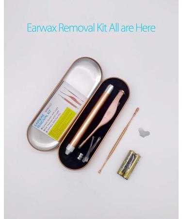 Earwax Spoon Digger & Ear Tweezers with LED Light - Ear Wax Removal Tool Kit for Kids & Family - Rose Gold Ear Pick Cleaner Set with Bonus Stainless Steel Pick & Carry Case - Buy Online on GoSupps.com