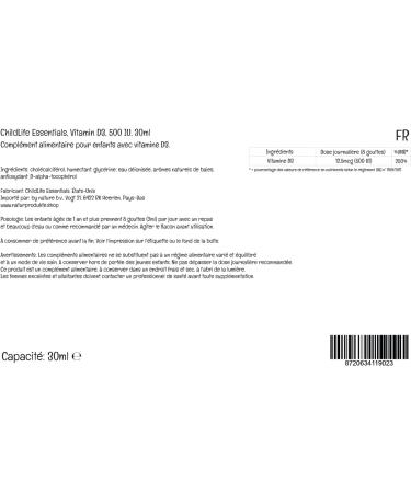  CHILDLIFE ChildLife Essentials liquid vitamin D3 30 ml 500 IU vitamin D3 per dose unflavored gluten-free soy-free non-GMO - Buy Online on GoSupps.com