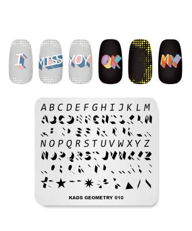 Rolabling Nail Stamping Plate Fashion Geometry Words Letters Stars Patterns Theme Multi-Pattern Stamp Print Image Stamp Template Nail Art for Nail Design GE010