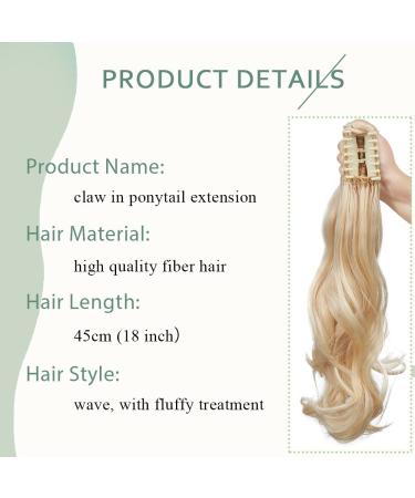 SEGO 45cm Ponytail Hair Extension - Wavy Blonde Clip-In Braid Voluminous Claw Synthetic Hair - 140g - Buy Online on GoSupps.com