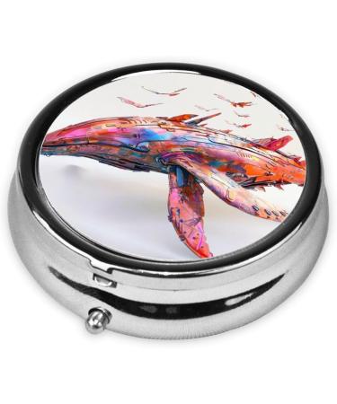 Colorful Mechanical Whales Portable Metal Pill Box - Round Mini 3-Compartment Design for Small Pills | Ideal Travel Accessory - Buy Online on GoSupps.com