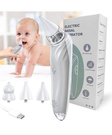 Electric Nasal Aspirator for Baby Baby Nose Sucker Automatic Booger Sucker for Baby Adjustable 3 Levels Suction  Rechargeable  with Pause & Music & Light Soothing Function