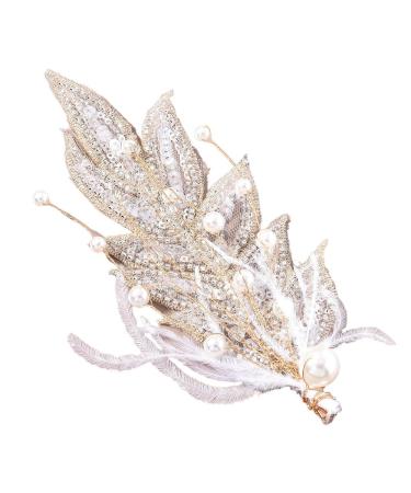 Hanfu Styling Accessory Hanfu Hair Ornaments Feather Hair Clips Tiaras Bride Hair Crystal Pearl Hairpin Fashion Barrettes Lady Wedding Headpiece