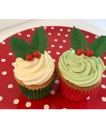 36 Edible Holly Leaves- Christmas Edible Cake Decorations - Buy Online on GoSupps.com