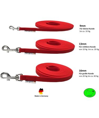 Buy Biothane Dog Leash for Small Dogs - 9mm 3m/10m/15m Options 1.30m with Hand Loop in Red - Durable & Lightweight - Buy Online on GoSupps.com