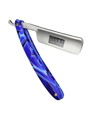 Classic razor beautiful delicate wooden handle - multiple selection - sharpened - simple packaging (Blue)