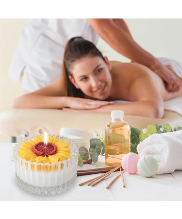 Buy Yellow Sunflower Candle in Glass Jar - Lilac Scented Perfect Home Decoration & Gift for Christmas & Thanksgiving - Buy Online on GoSupps.com