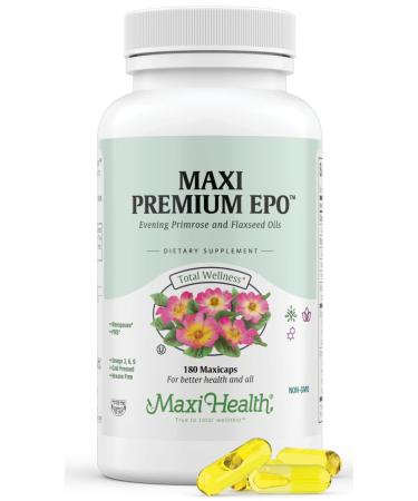 Maxi-Health Evening Primrose and Flax Seeds Oil Softgels - Vegan Omega 3 6 9 Supplements for Healthy Skin, Hair, and Joints - Kosher Certified, Organic Evening Primrose Oil Softgels, 180 Count