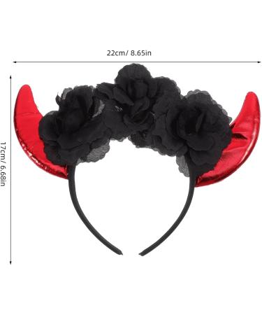 Beaupretty Halloween Horn Headband Horn Flower Headbands Gothic Black Horn Devil Hair Accessories for Halloween Costume - Buy Online on GoSupps.com