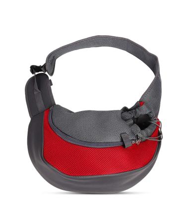 Petemoo portable pet dog cats puppy shoulder bag travel carrier shoulder bag breathable mesh transport bag l (up to 5 kg) red