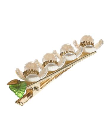 FRCOLOR 1pc Hairpin Sparkly Barrette Bling Hair Clips Decorative Hair Clips Glitter Barrette Clips Flower Hair Barrettes French Design Hair Barrette Alloy Lady Securing Clip Bride White