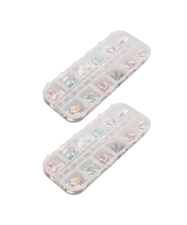 BOLORAMO Nail Stones Sparkling Flat Back 2 Boxes Nail Rhinestones Portable Light for Manicure