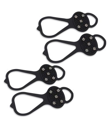 LACE INN 2 Pairs Non Slip Gripper Spike, Ice Grippers Traction Cleats Snow Shoe Spikes Grips Crampons with 10 Steel Studs Cleats black
