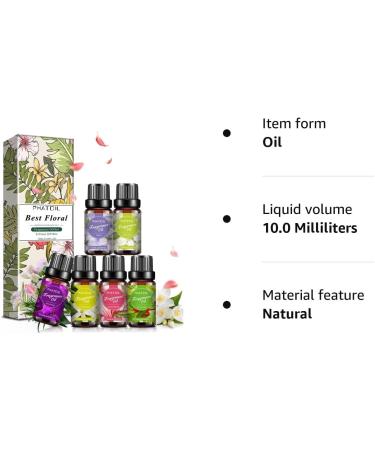 PHATOIL 6-Piece Floral Fragrance Oils Gift Set for Humidifier & Aromatherapy - White Musk, Parma Violet, Orange Blossom, Japanese Magnolia, Freesia, Honeysuckle - 6x10ml Essential Oils - Buy Online on GoSupps.com