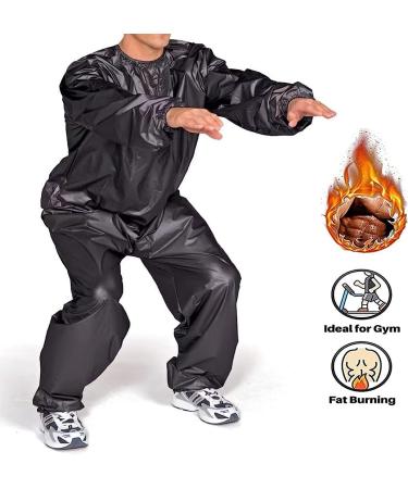 XX-Large Black Heavy Duty Sauna Suit for Men and Women - Weight Loss, Exercise, Slimming, Gym Fitness, Anti-Rip Sweat Suit - Buy Online on GoSupps.com