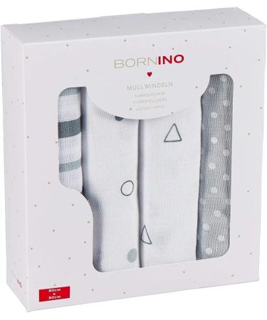 Bornino 4-Pack Muslin Nappies 80x80 cm - Grey/White | Soft Absorbent & International Shipping Available - Buy Online on GoSupps.com