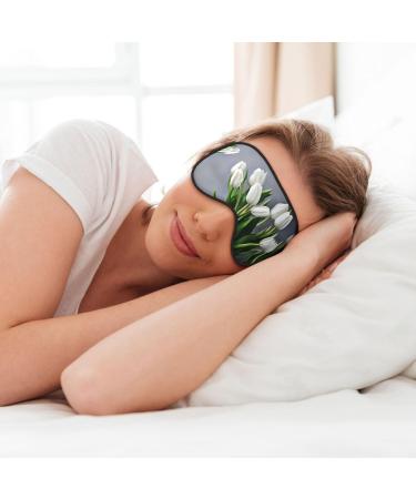 Buy White Tulips Double-Sided Sleep Eye Mask - Soft Comfort Blindfold with Adjustable Strap | Block Out Light - Buy Online on GoSupps.com