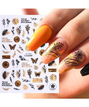 Gold Slider Decals Winter Nail Design Maple Leaf Nail Stickers 3D Valentine Rose Holographics(CJ-017) - Buy Online on GoSupps.com