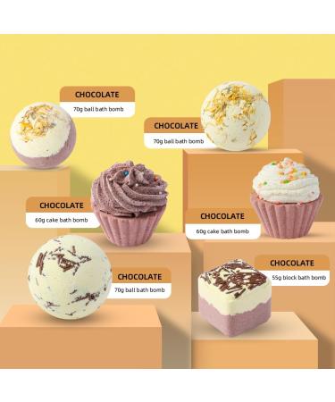 6 Pieces Chocolate Cake Bath Bomb Gift Set Vegan Friendly Bath Fizzers Ideal Relaxation Present Valentine Gifts for Her - Buy Online on GoSupps.com